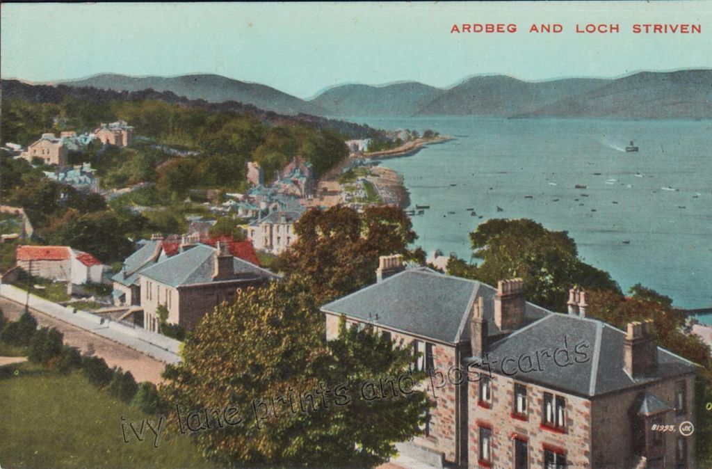 Ardbeg and Loch Striven, Bute, old coloured postcard, unposted