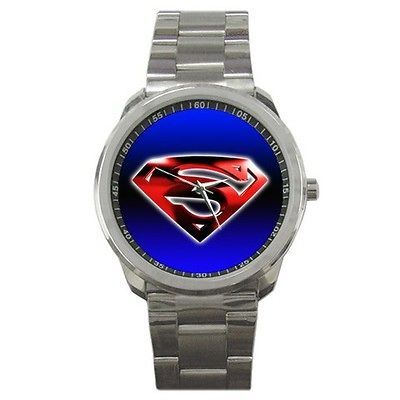 Cool Design, Superman, Sport Metal Watch w/ Stainless Steel Band