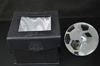 NEW IN BOX Oleg Cassini 3 Clear Crystal Soccer Ball Paperweight