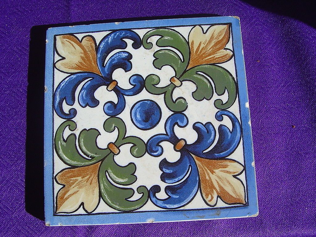 VTG Ceramic Tile Italian Floral 60s