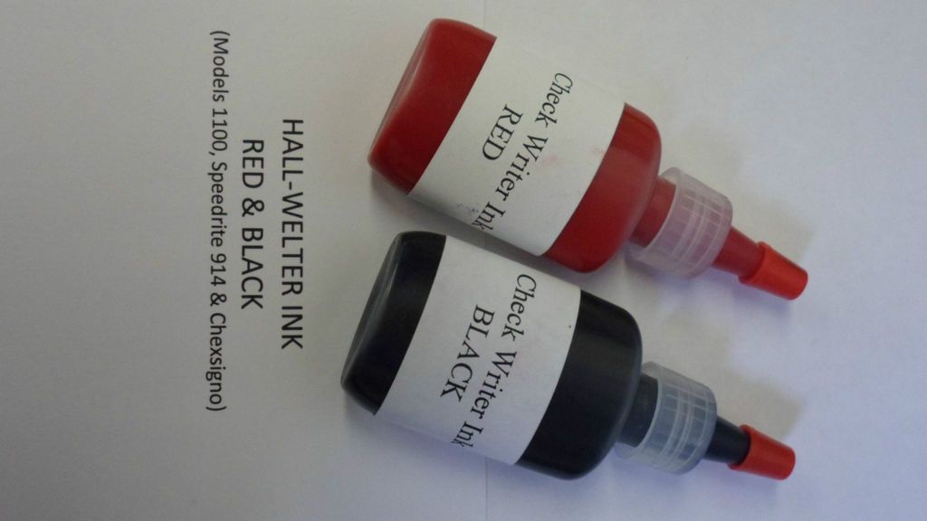 Replacement ink for Speedrite & Chexsigno check writers (Red & Black)