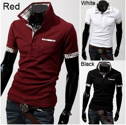 New Design Men Stand Collar Scotland Check Stylish Fashion Polo Shirts