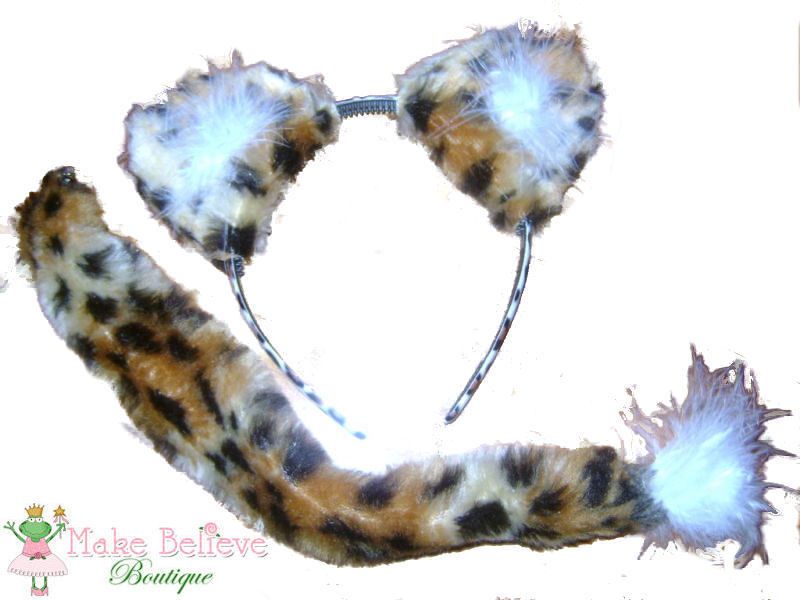 Cheetah Ears & Tail Faux Fur Fancy Dress Kids & Adults