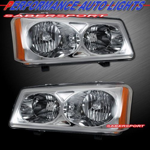 2003 2006 CHEVY SILVERADO 1500 2500 3500 CHROME HEADLIGHTS PAIR BULBS