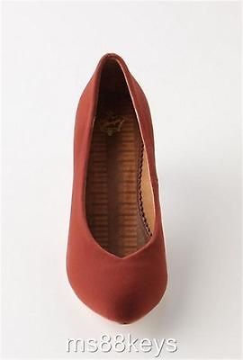 NIB $158 Anthropologie VELVET KITTEN HEELS Rose 9 B