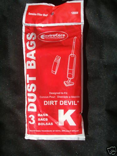 Royal Dirt Devil Stick Vac Type K Allergy VACUUM BAG