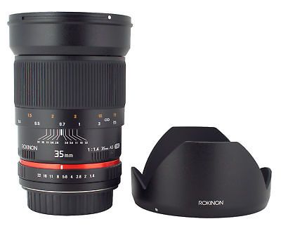 Rokinon 35mm F1.4 Wide Angle Lens for Canon EOD Digital SLR   New