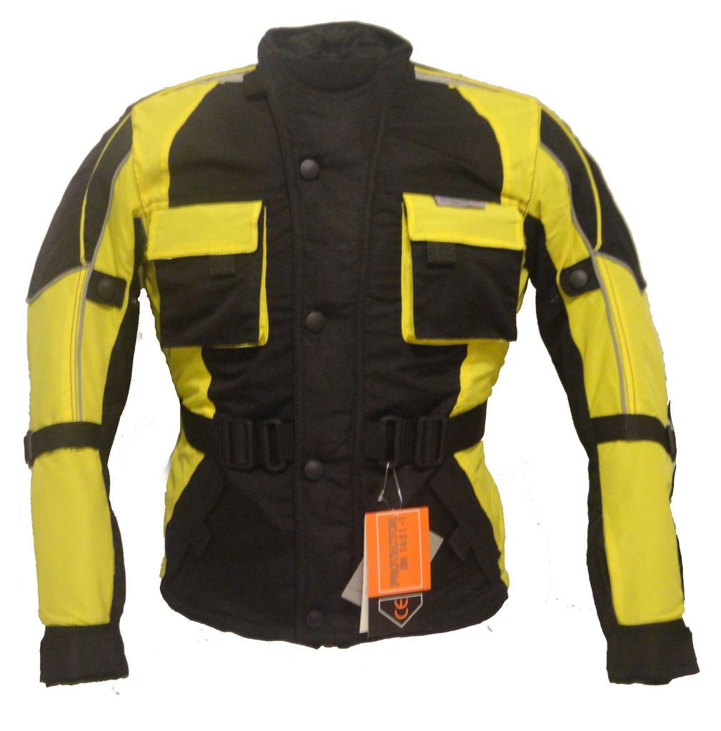 Kids Childrens Yellow Armoured Motorcycle Motorbike Waterproof Cordura