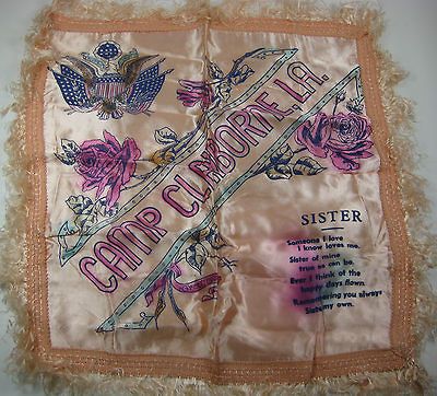 Memorabilia Pillow Sham Camp Claiborne Sister Souvenir WW II Case