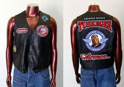 Airmen Red tails Leather Vest Jacket XL 4XL Redtails Motor cycle Vest