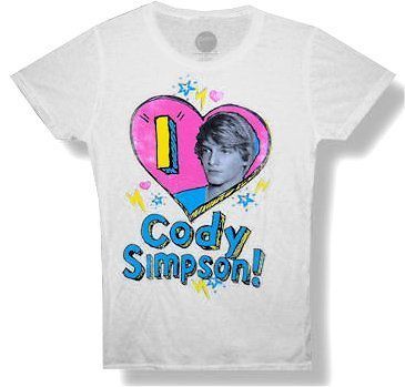 CODY SIMPSON   I HEART CODY WHITE GIRLS T SHIRT SMALL NEW