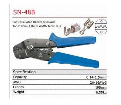 Crimping Tool unisulated receptacles tab 2.8/4.8mm width terminals