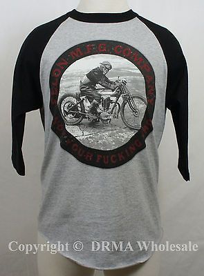 FELON LUCKY 13 Murder Cycle Not Bro Gray Raglan Baseball T Shirt M L