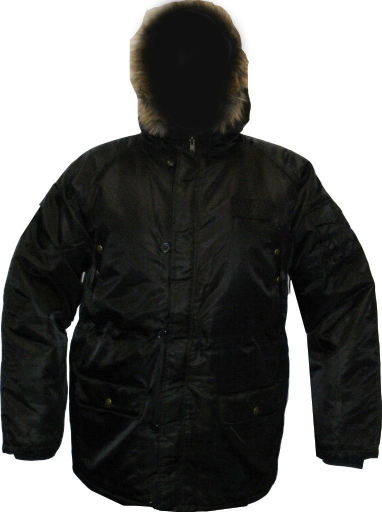 Mens kingsize parker coat black, 2XL to 5XL