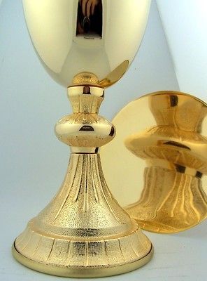 Sacred Vessel Gold Church Chalice Goblet Cup & Communion Paten Set NR