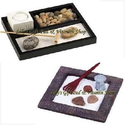 Tabletop ZEN ROCK GARDEN Sand, Stones, Rake, Mini Pagoda (#13053