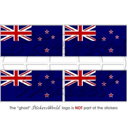 ZEALAND Flag KIWI Vinyl Bumper Helmet Stickers, Decals 2 (50mm) x4