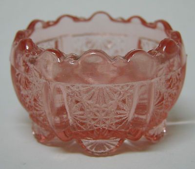 SCARCE DAVIDSON ROSE COLOR LADY CHIPPENDALE OPEN SALT CELLAR DISH 1880