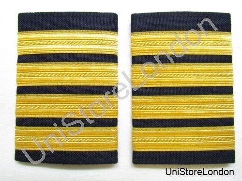 Epaulette Pilot Captain First Officer 4 bars On Navy Blue Cloth R984