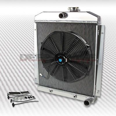 TRI CORE 3 ROWS RADIATOR+16 BLACK FAN 47 54 CHEVY 3100/3600/3800