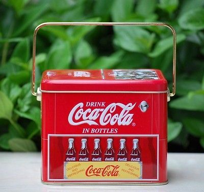 Retro COCA COLA Cooler Ice Chest Handled Tin Box Container Excellent