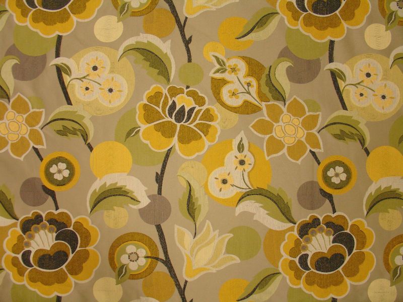 Large Woven Funky Retro Summer Floral Upholstery Fabric