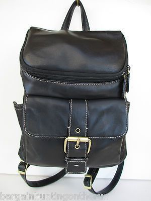 BASS & COMPANY ADORABLE BLACK LEATHER /POCKETS SLING/ BACK PACK