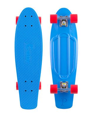 NICKEL MINI SKATEBOARD LONG BOARD CYAN/RED 27 COMPLETE RUSH ABEC 5