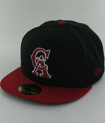 LA ANGELS COOPERSTOWN BK RD SV RD Black Red Logo Visor New Era 5950