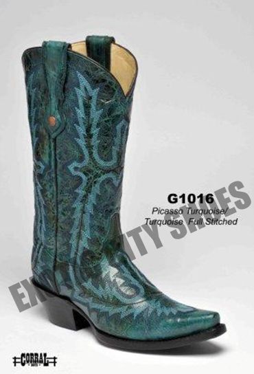 Corral Womens Leather Cowboy Western Boots Picasso Turquoise Full