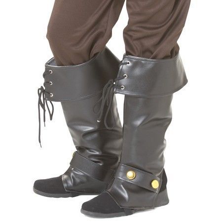 New black renaissance pirate boot shoe covers costumes costume