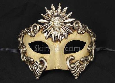 GREEK VENETIAN face MASK masquerade mens Silver costume Sun God