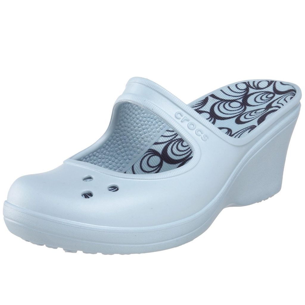 crocs Womens Frances Mule, White/Navy   NEW