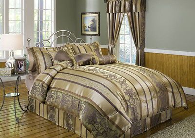 Piece Cal King Amethyst Jacquard Comforter Set Brown