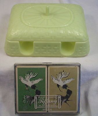 Vintage Cugat Basquett Canasta Covered Tray & 2 Decks Tiffany Playing