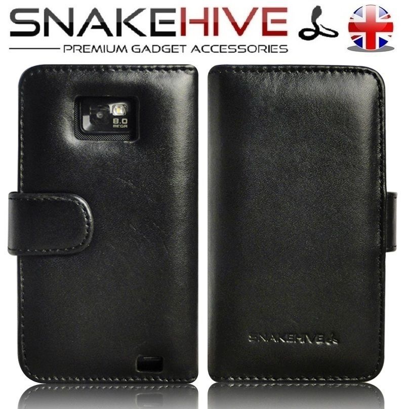 Galaxy S2 Genuine Snakehive Leather Wallet Flip Case Cover (i9100