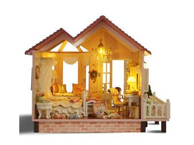 Miniature DIY Wood Frame Kit With Light Model Sweet Creative Gift