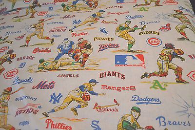 Vintage MLB Baseball Twin Flat Fabric Sheet Red Sox Yankees Giants