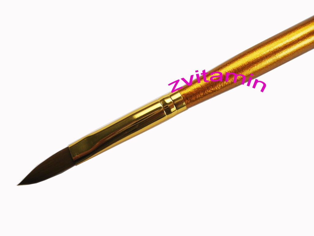 Professional Size 8 Acrylic Nail Sable Brush Golden Nail Art Builder