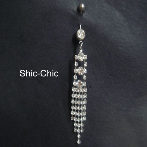 Diamond Crystal Body Jewellery Belly Button Ring Piercing Dangling