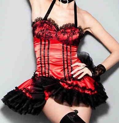 Sexy Red and Black Saloon Girl Corset and Skirt Burlesque Devil