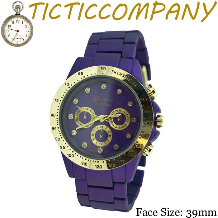 EYE DESIGNER STYLE CZ TACHYMETER ALUMINIUM RUBBERIZED FASHION WATCH