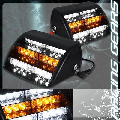 1x Universal 18 Amber White LED Interior Warning Signal Flash Strobe