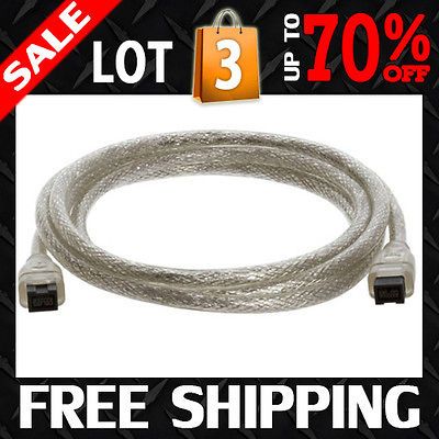 LOT 3 6FT FIREWIRE 800 800 CABLE 9 to 9 PIN 6 IEEE1394B 6 FT Clear