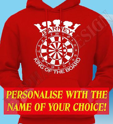 Darts Hoodie Hoody Player King Queen Of The Board Personalise Dart