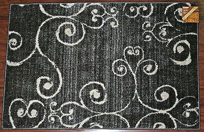 Rug Mat Gray Grey Swirls Modern White Cute Soft Washable Mats Rugs