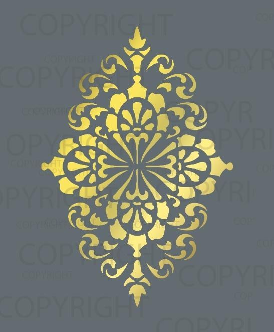 LARGE WALL DAMASK STENCIL PATTERN FAUX MURAL DECOR #1015 (Choose