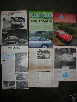 lot of 8 magazine articles on TVR sports cars