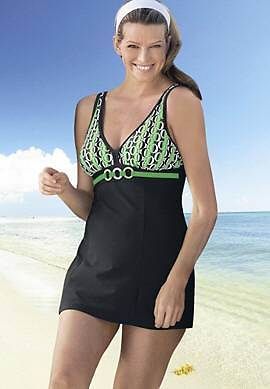 5957 PLUS SIZE 1 PC BLACK/GREEN SWIMSUIT SIZES 14W   22W 26W 30W 32W