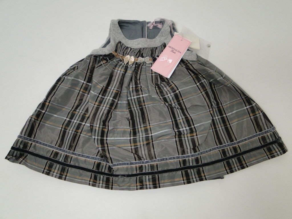 Monnalisa Taffeta Plaid Toddler Dress with Bows Trim Size 24 Months